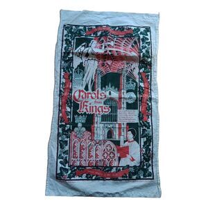 Vtg‎ Carols From Kings Christmas Dish Tea Towel 30"X 18" Cotton Hand Printed